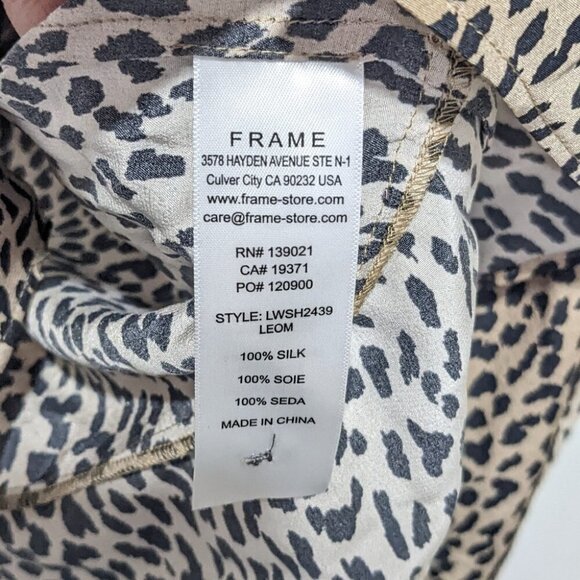 Nwt Frame | Leopard Print Silk Peplum Blouse - Picture 7 of 11